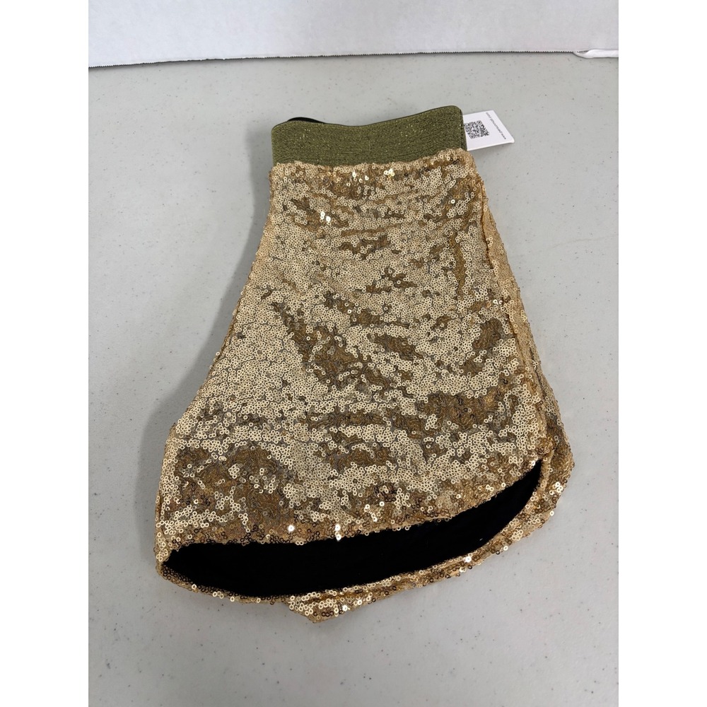 PERSUN Women's NEW Gold Sequin Athletic Shorts Elastic‎ Waist XL
